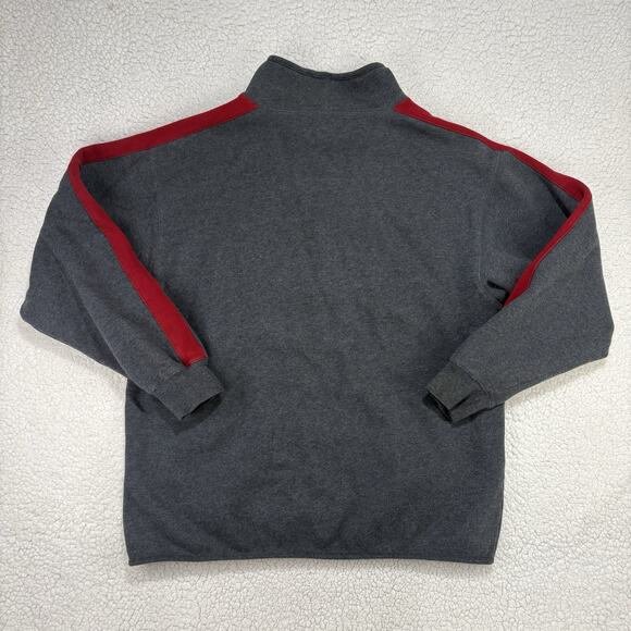 Vintage Eddie Bauer High Neck Sweatshirt Mens M Grey Red Stripe Pullover Y2K - Picture 5 of 7